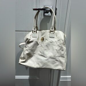 Elegant White Leather Tote Bag